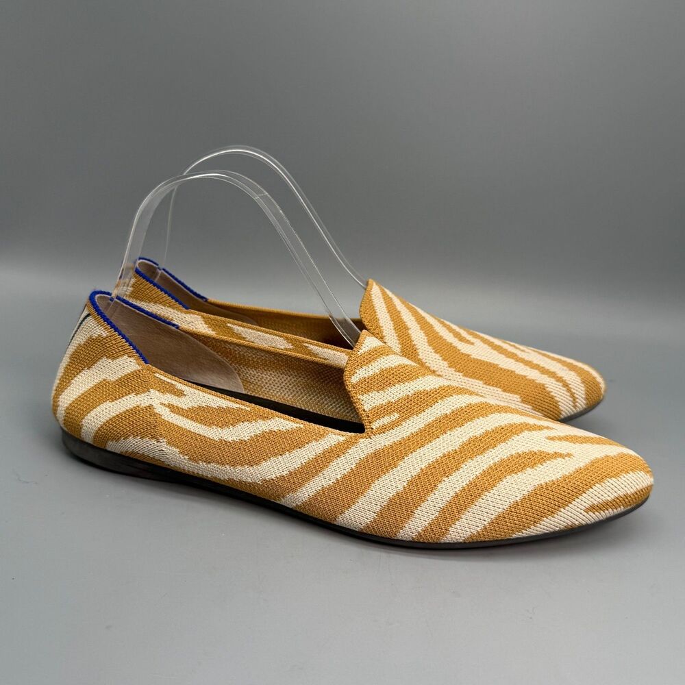 Rothy's The Almond Loafer Women's 10 Brown Zebra Print Knit Slip On Flats